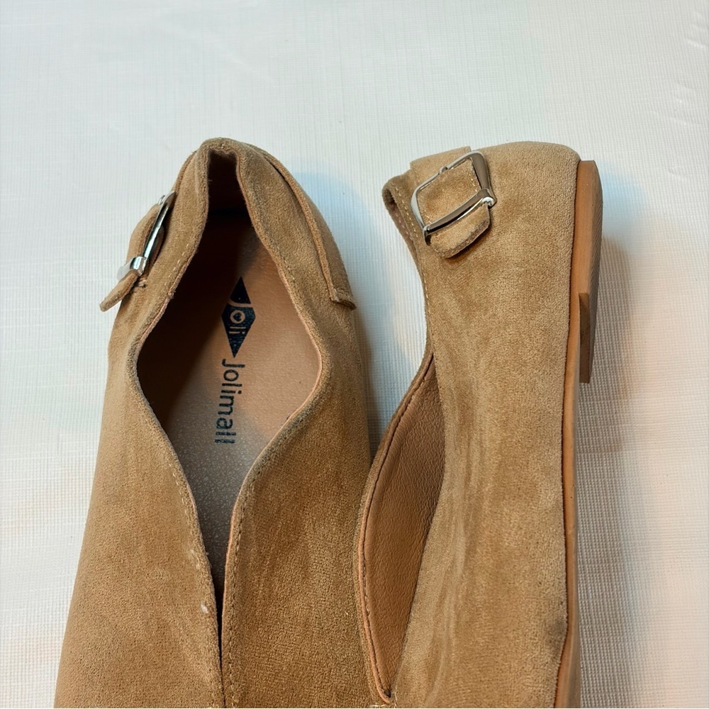 Joinall Women's Tan Suede Loafers - Picture 2 of 9